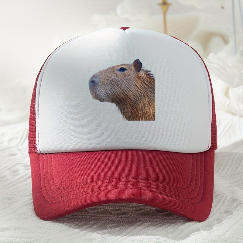 Capybara Print Baseball Cap Mesh Trucker Hat Sunscreen Dad Hat