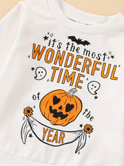 Baby's Halloween Letter Pumpkin Print Pullover Top