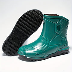Women's Green Rain Boots Anti Skid Waterproof Slip On Shoes