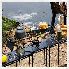 Folding Retractable Steel Plate Mesh Table Stove Rack for Outdoor Camping