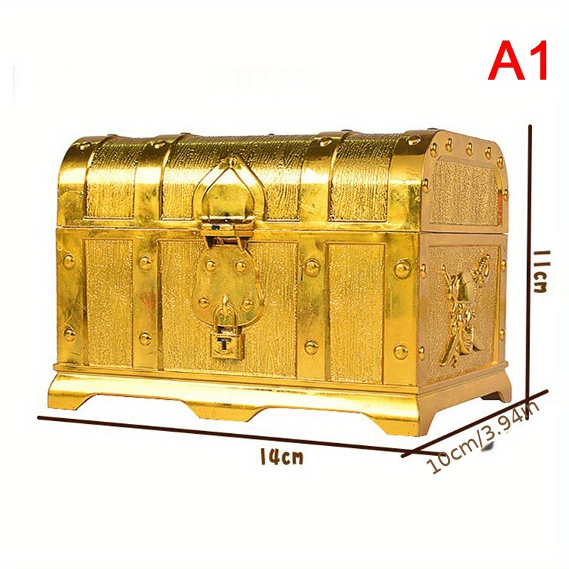 Retro Treasure Box With Lock for Party Favors Pirate Props