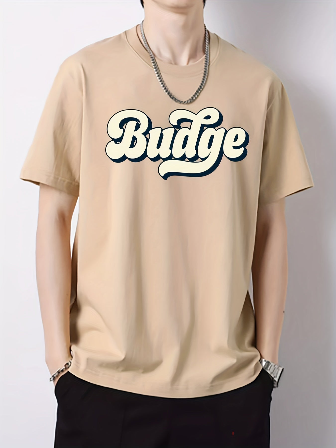 Men's Letter Print Graphic Crew Neck Active T-shirt