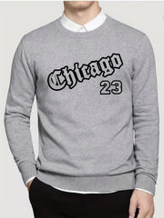 CHICAGO Print Knitted Sweater Men's Casual Warm Crew Neck Pullover