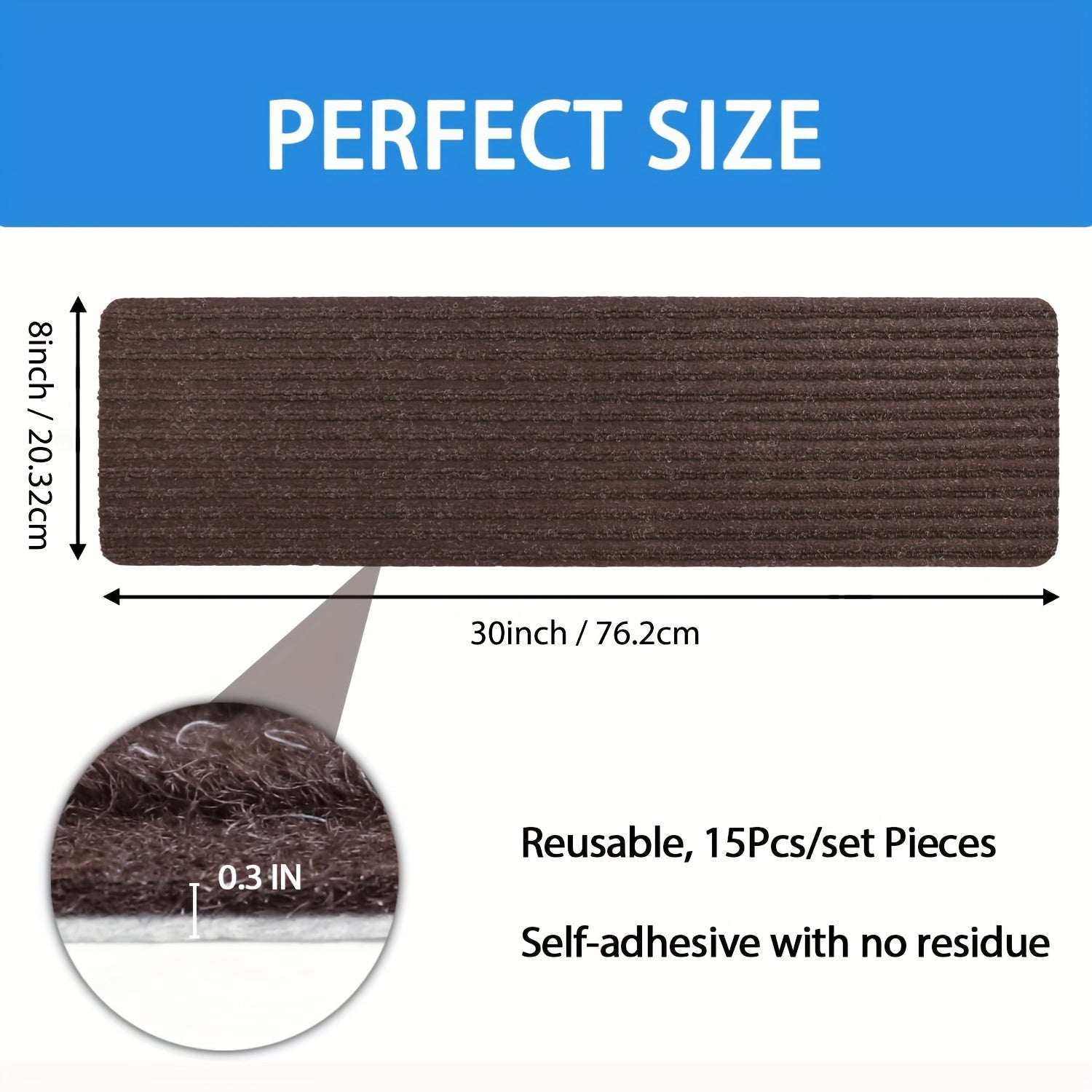 15pcs Self Adhesive Stair Treads Carpet for Wooden Stairs