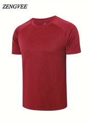 5 Pcs Men's Solid Short Sleeve Quick Dry T-Shirt for Gym Training