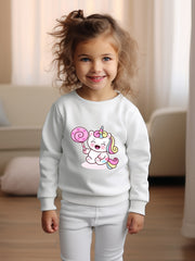 Lollipop Unicorn Graphic Crew Neck Sweatshirt for Kids