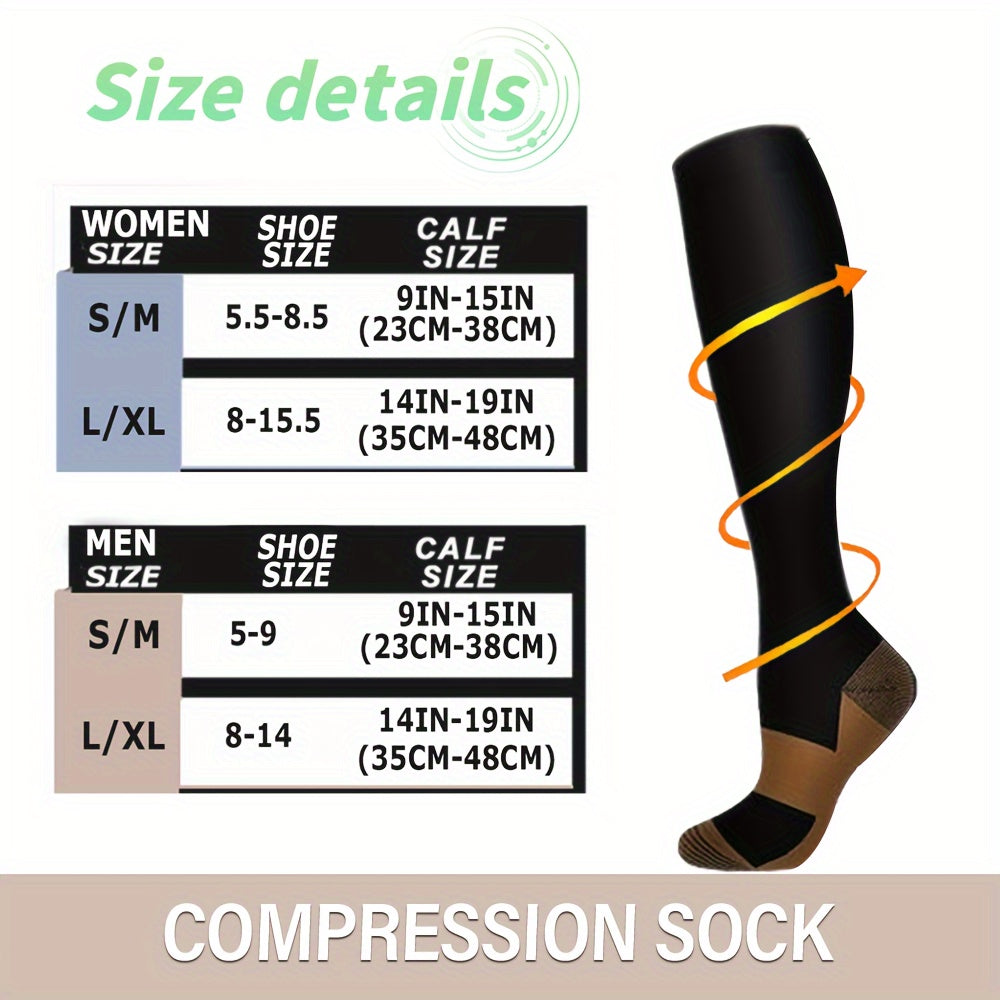 8pairs Compression Sock For Men Women 15-20mmhg Knee High Stocking