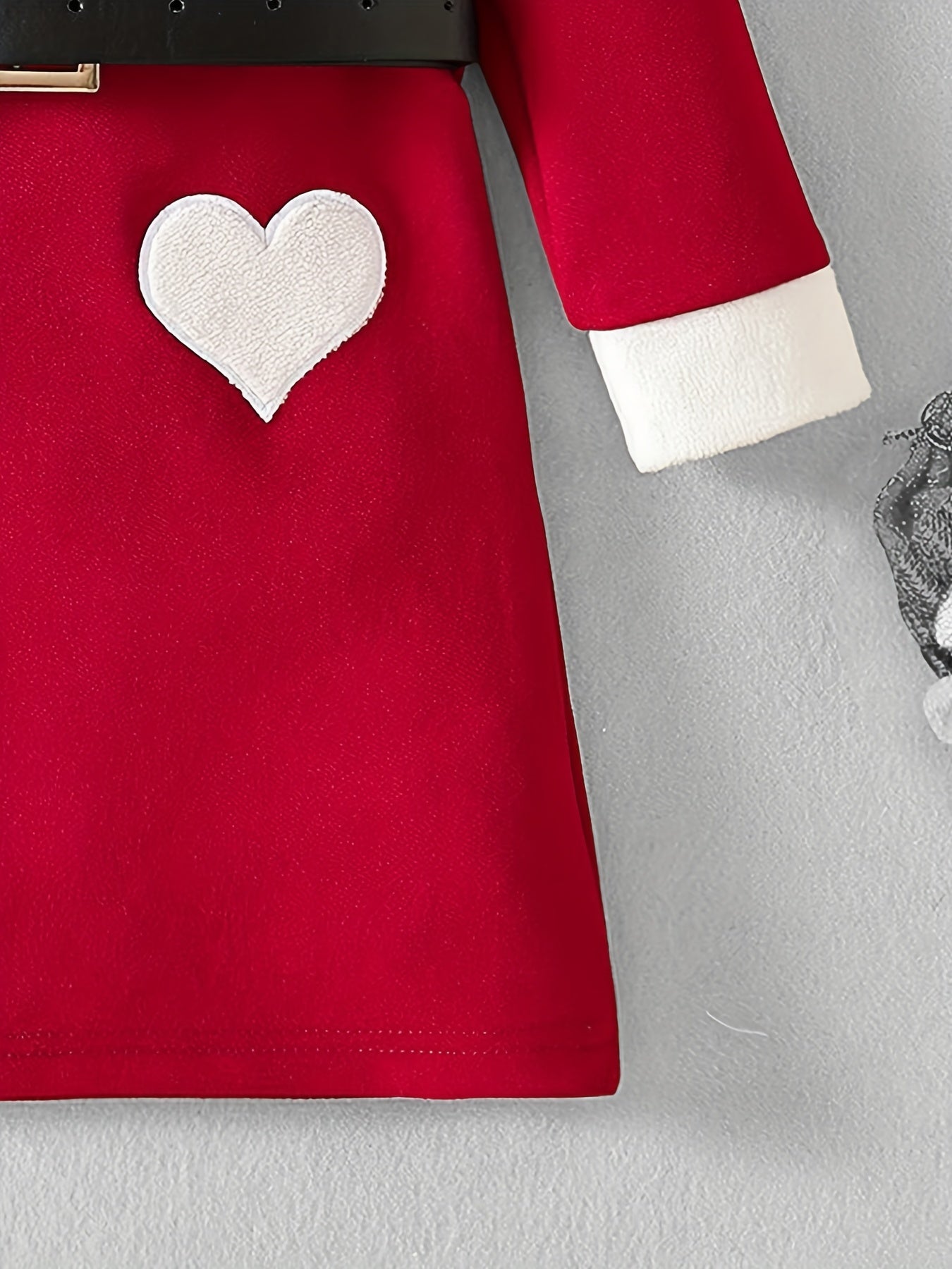 3pcs Christmas Dress Set for Girls - Heart Element with Belt and Hat