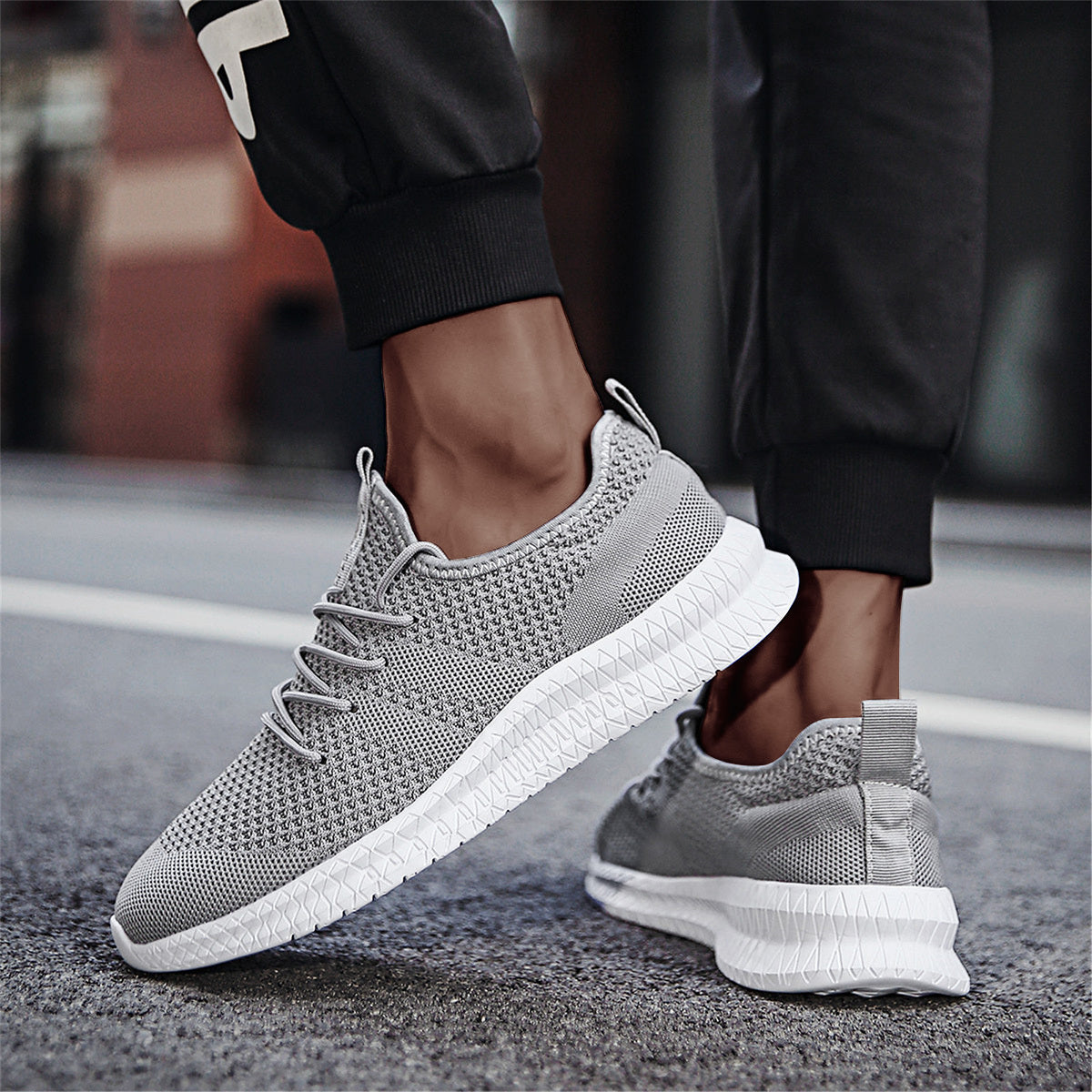 Men's Knit Running Shoes Lightweight Outdoor Sneakers