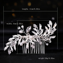 Leaf Faux Pearl Rhinestone Bridal Hair Comb Wedding Hair Accessories