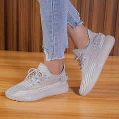 Women's Knitted Sports Shoes Lace Up Low Top Running Shoes