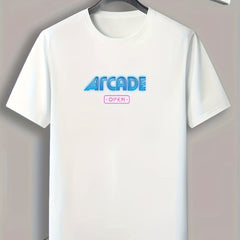 ARCADE Pattern Print Men's Comfy Sports T shirt Graphic Tee