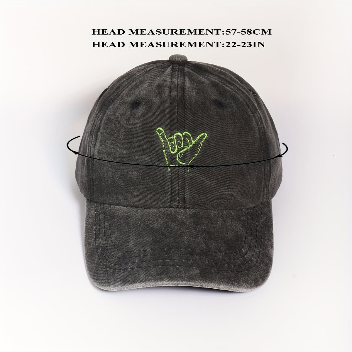 Distressed Embroidery Baseball Cap Gray Washed Unisex Dad Hat
