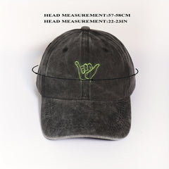 Distressed Embroidery Baseball Cap Gray Washed Unisex Dad Hat