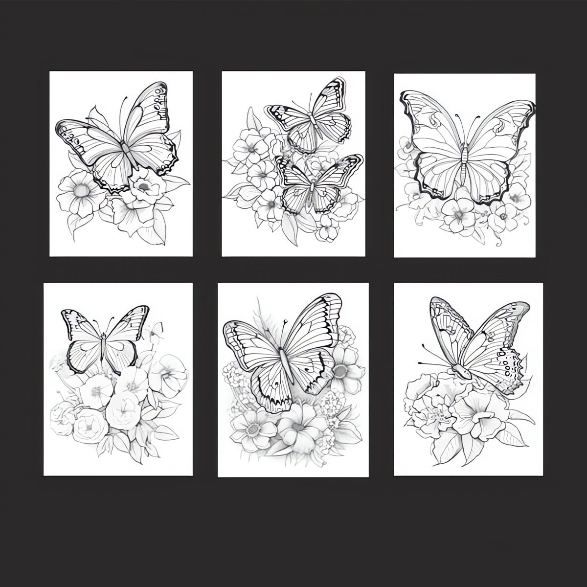 Butterflies & Flowers Coloring Book - Watercolor Paper Designs