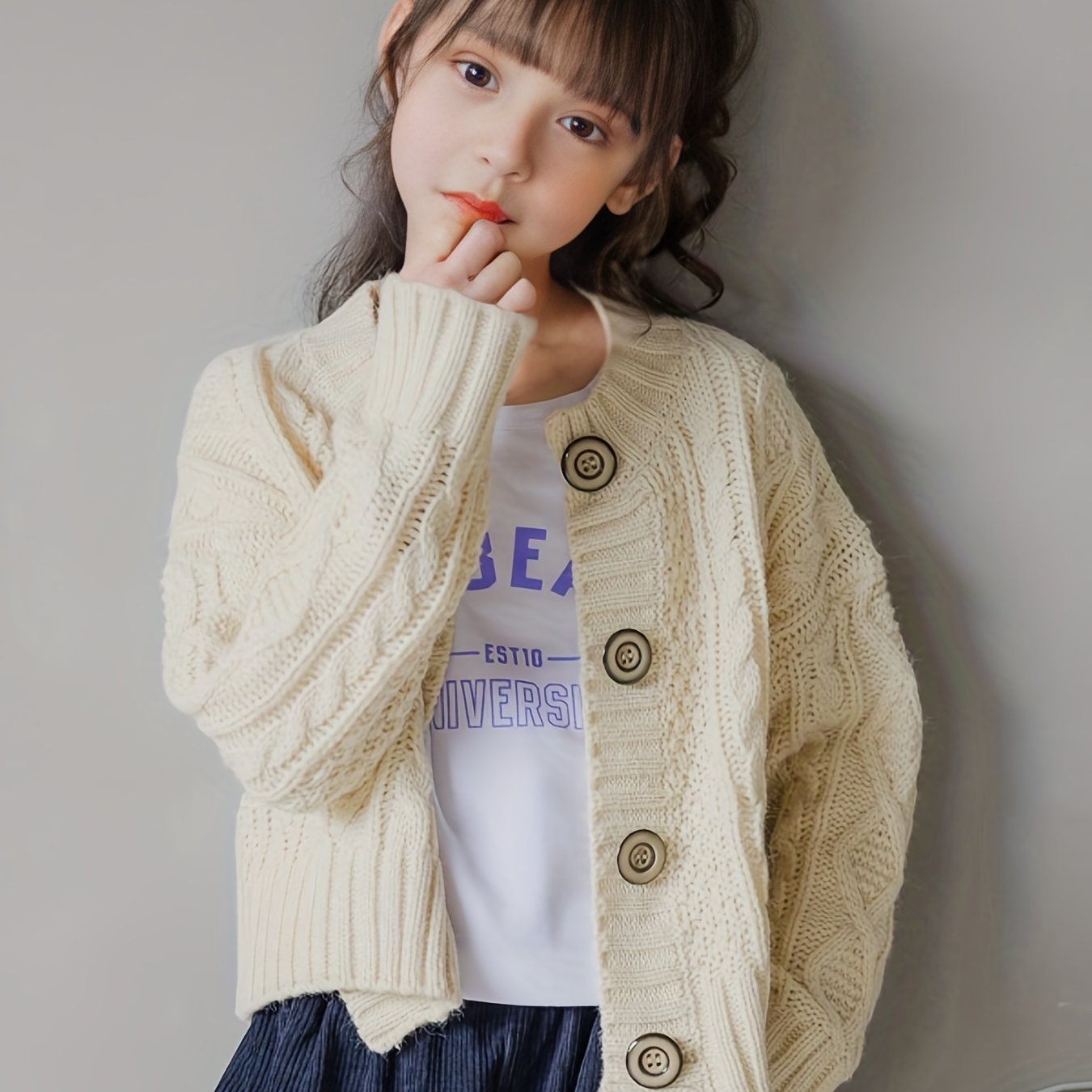 Girls Button Front Knitwear for Fall Winter Christmas Gift
