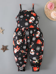 Girls' Christmas Cartoon Cami Jumpsuit Sleeveless Romper
