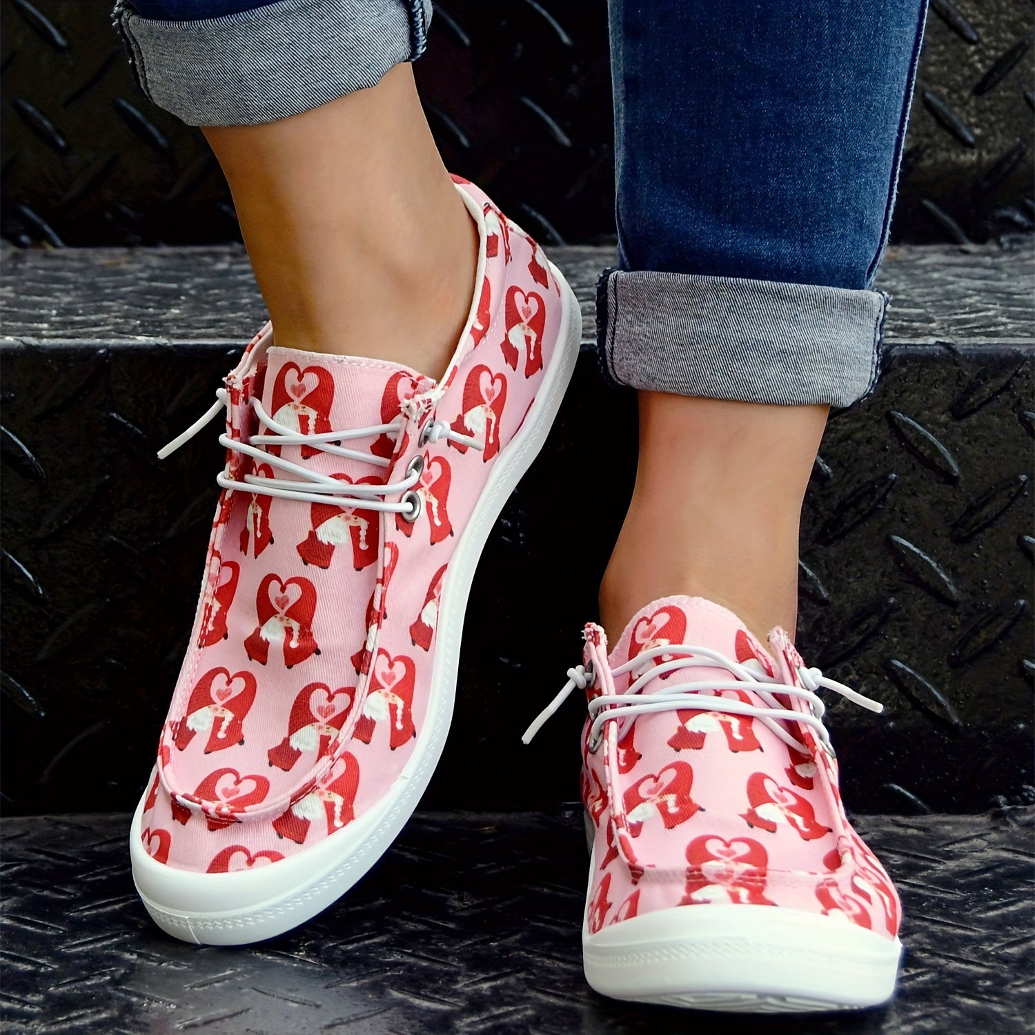 Pink Love Flat Sports Outdoor Sneakers Anti Slip Women's Shoes