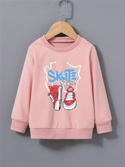 SKATEBOARD Shoes Pattern Kid's Sweatshirt Long Sleeve Top Crew Neck Pullover