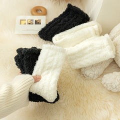 6 Pairs Fuzzy Socks Warm Mid Tube Stockings Women's Hosiery
