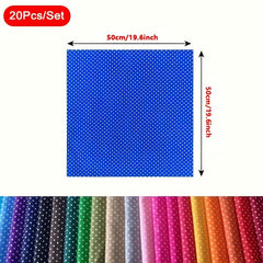 20pcs Multicolor Polka Dot Cotton Fabric for DIY Crafting