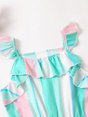 Toddler Girls Striped Graphic Rompers Jumpsuits