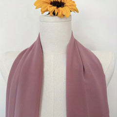 2pcs Soft Chiffon Scarf & Inner Cap Set Solid Turban Head Wrap Shawl