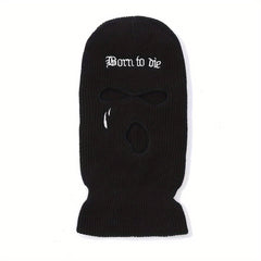 Embroidered 3 Hole Ski Mask Balaclava Hat Neck Warmer