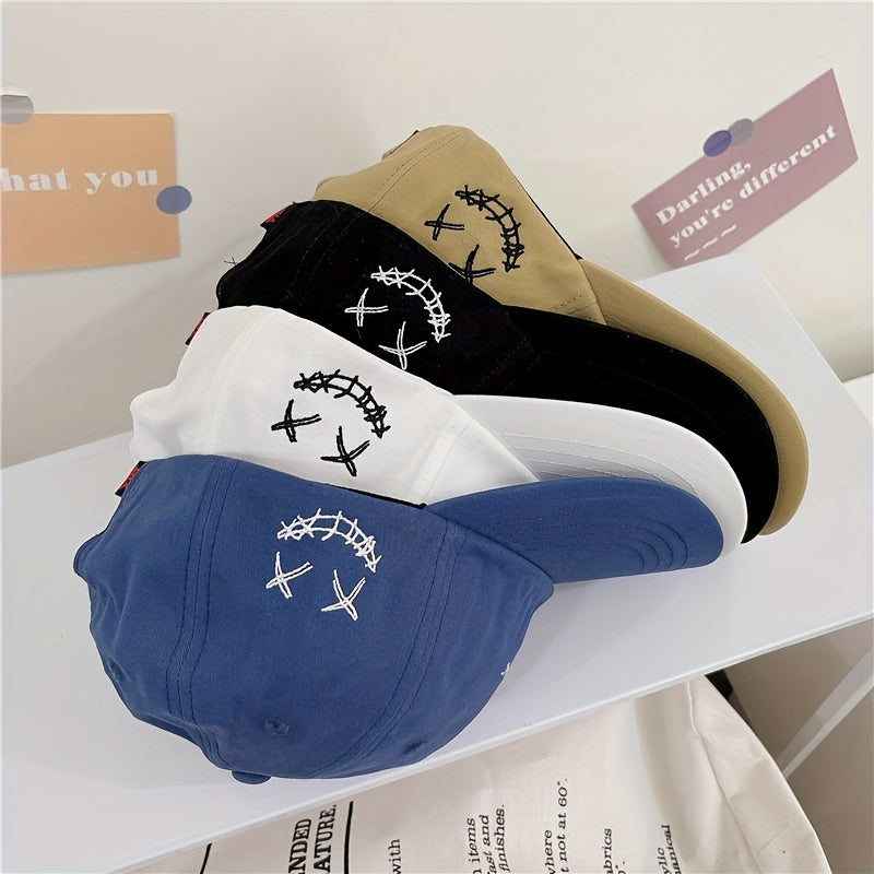 Clown Smiling Face Embroidered Baseball Cap Casual Dad Hat Adjustable Sun Hat