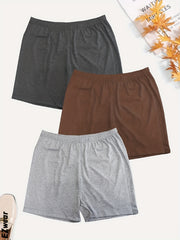 3 Pack Plus Size Women's Solid Stretch Shorts Set