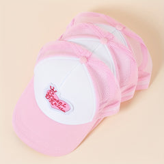 Pink Trucker Hat Flower Heart Letter Baseball Cap Mesh Sunshade Dad H