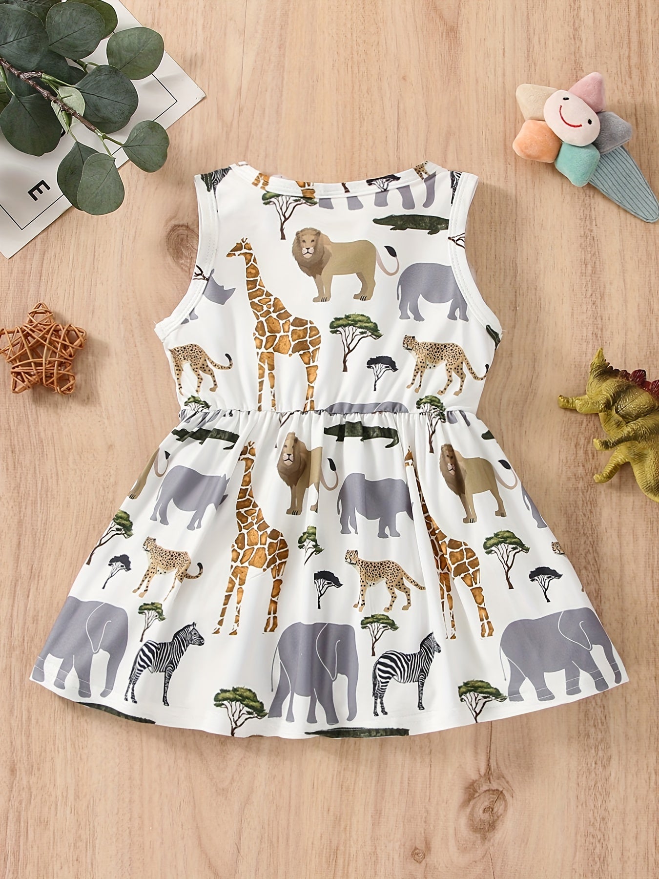 Baby Girls Animal Print Sleeveless Dress for Summer