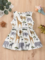 Baby Girls Animal Print Sleeveless Dress for Summer