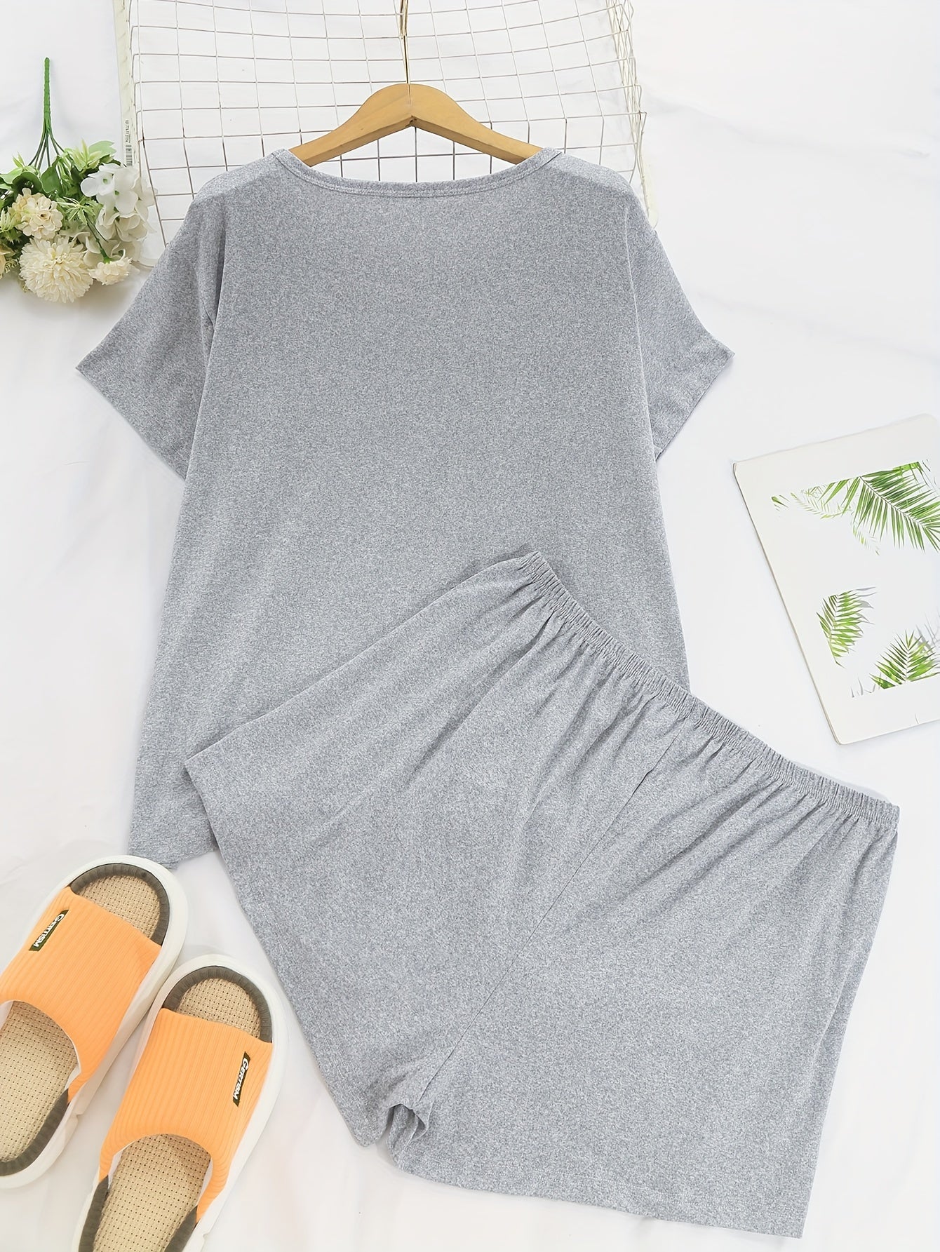 Women's Plus Size Pajama Set - Short Sleeve Tee & Shorts