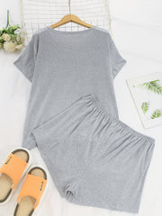 Women's Plus Size Pajama Set - Short Sleeve Tee & Shorts