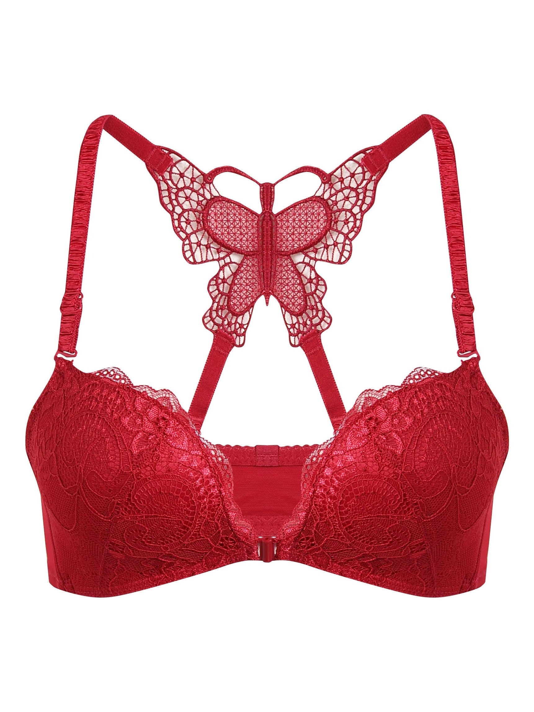Lace Push Up Bra Embroidery Front Buckle Bra Women's Lingerie