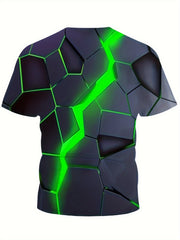 Breathable Green Lightning Print Short Sleeve T shirt 3D Print Pullover