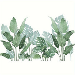 2pcs Tropical Green Plant Leaves Wall Stickers Bedroom Decorative Pvc Removable