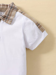 2pcs Baby Boys Plaid Shirt & Shorts Set for Summer