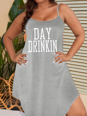 Plus Size Sexy Nightdress Women's Plus Letter Print Round Neck