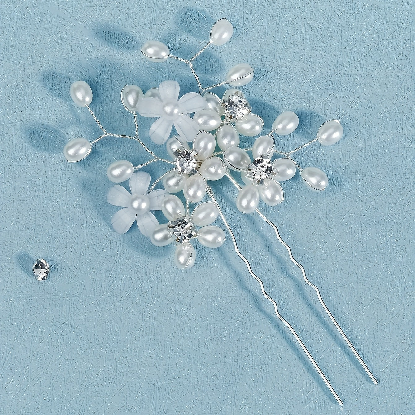 Pearl Rhinestone Hairpin Bridal Jewelry
