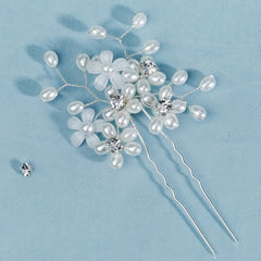 Pearl Rhinestone Hairpin Bridal Jewelry