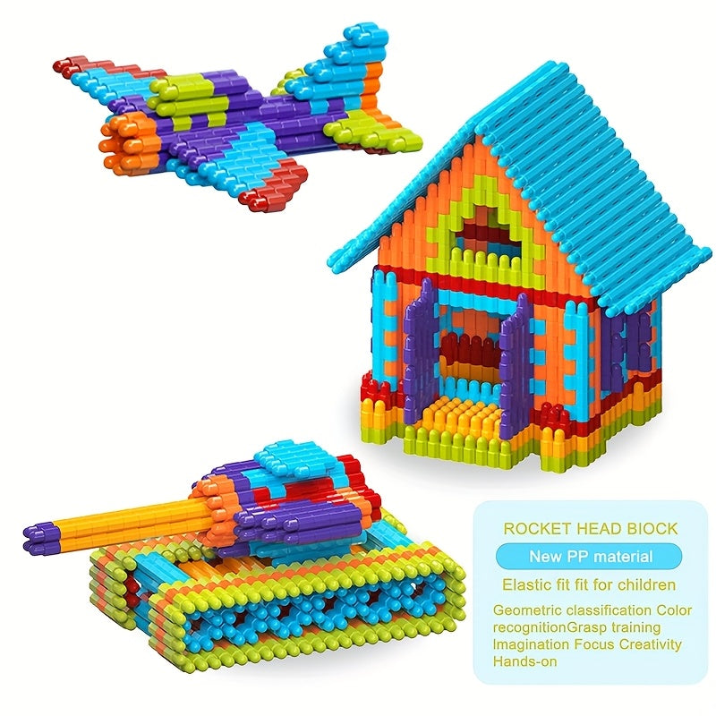 PP Material Building Block Construction Toy Plastic Toy Rocket Building Set Bull