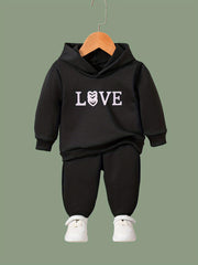 Sweet LOVE Letter Print Hoodies Pants Set For Kids Spring Fall Sports