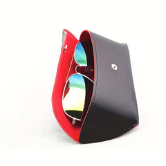 Snap Button Glasses Case Retro PU Leather Sunglasses Reading Glasses Storage Bag