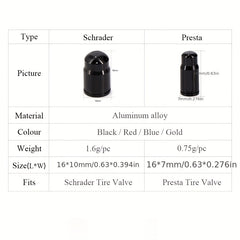 2PCS TOOPRE Bike Valve Caps Aluminum Alloy Vacuum Tire Law Compliant
