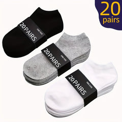 20 Pairs Men Women Socks Comfortable Breathable Ankle Socks Spring