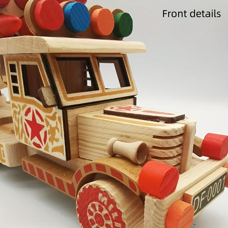 Rocket Military Wooden Model Car Toy Gift Hot Ornament