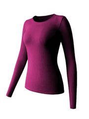 Solid Thermal Long Sleeves Blouse Warm Crew Neck Top Women's Clothing