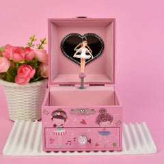 Floral Pink Ballerina Music Box with Mirror